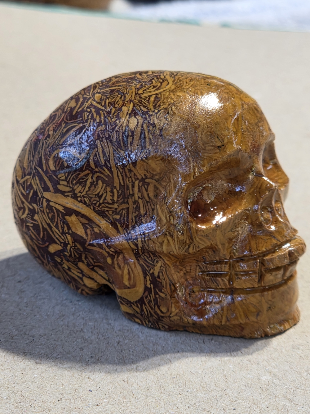 Elephant Skin Jasper crystal carved skull stone sculpture decor Accent